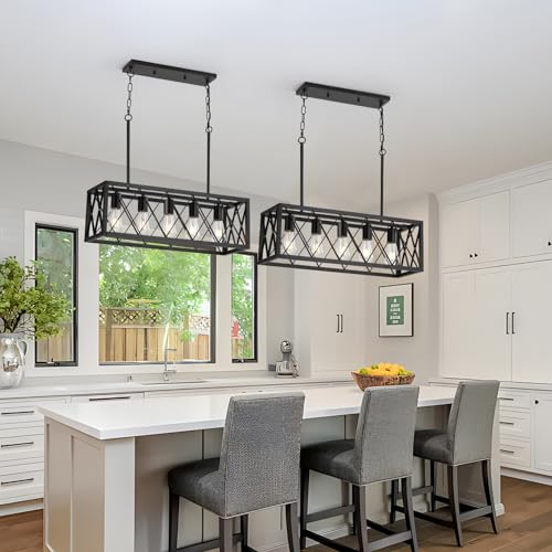 Black 5 Light Farmhouse Chandelier for Kitchen Island Lighting (Black / 5-Light)
