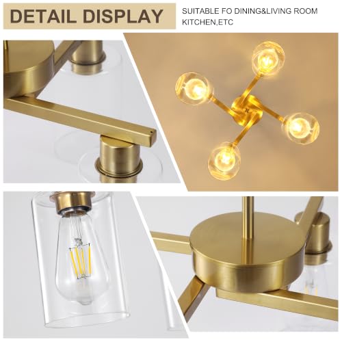 4 Light Brushed Gold Chandelier (Gold / 4-Lights/D18 '')