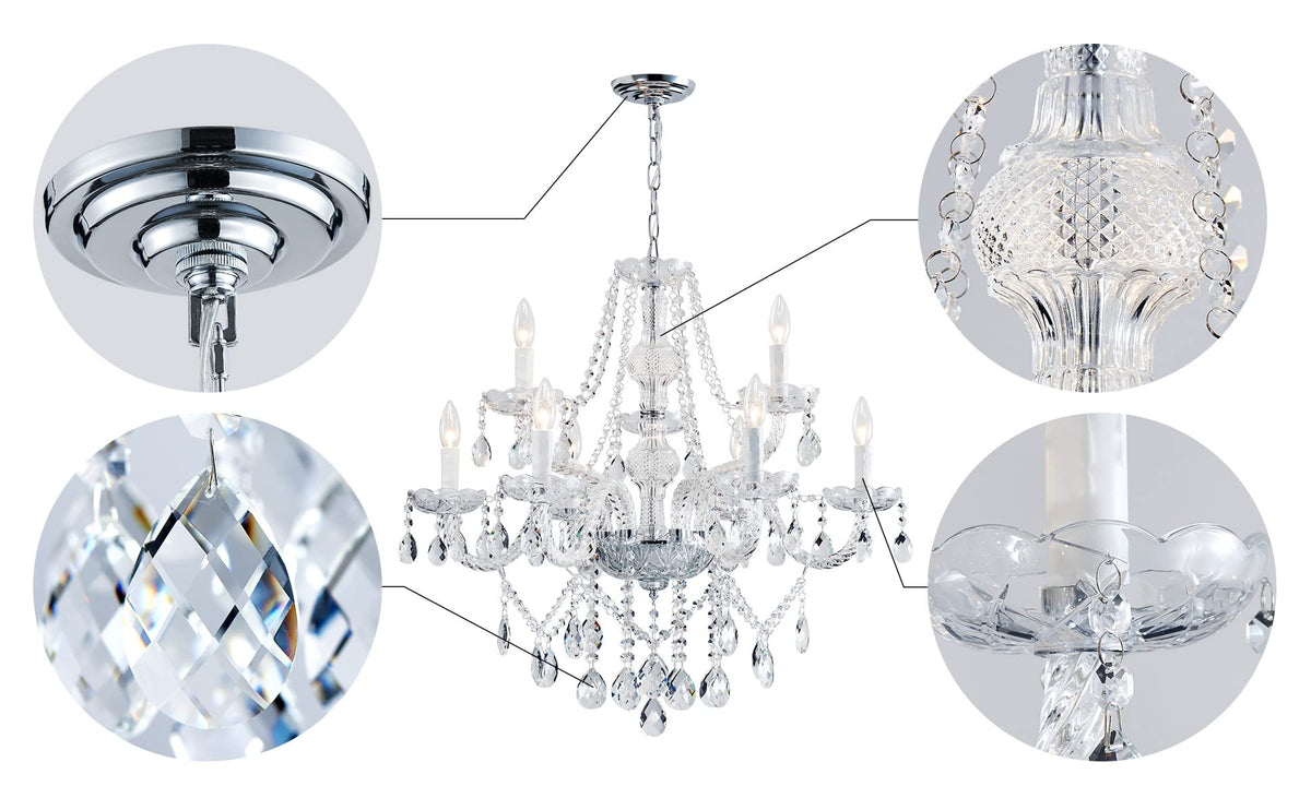 Saint Mossi 9 Light Modern Contemporary Elegant Crystal Glass Chandelier (Clear Crystal / W28" 2 Tier)
