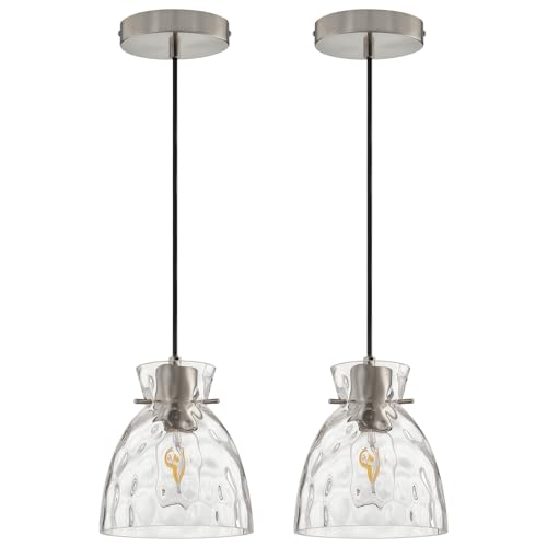 Hammered Glass Pendant Lighting for Kitchen Island Pendant Light Fixtures Over Kitchen Sink Pendant Lights for Bathroom Bedroom Dining Room