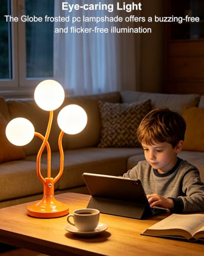 Globe Orange Table Lamp Dimmable Magic DIY Arms G9 Bulbs Included (10-Orange-Globe-3U-Magic DIY Arms)