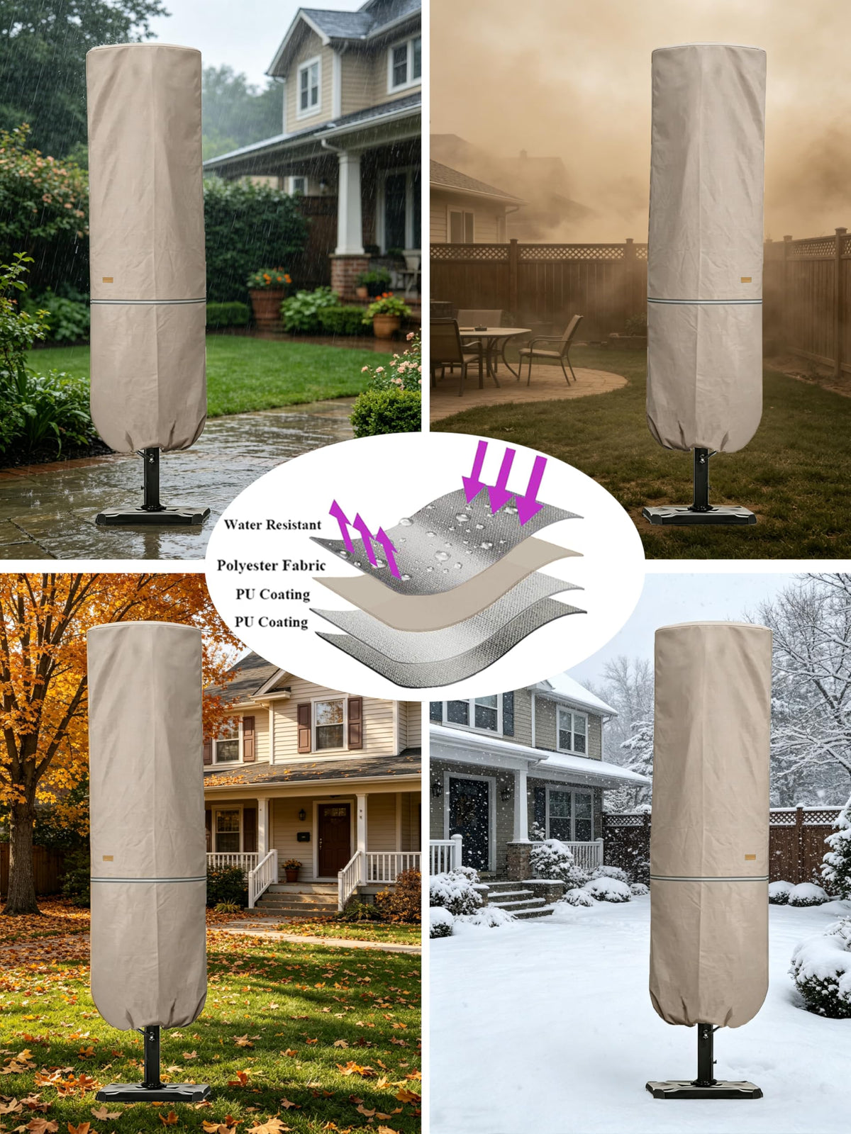 Patio Umbrella Cover for 7' (Beige / 7'-11' or 15')