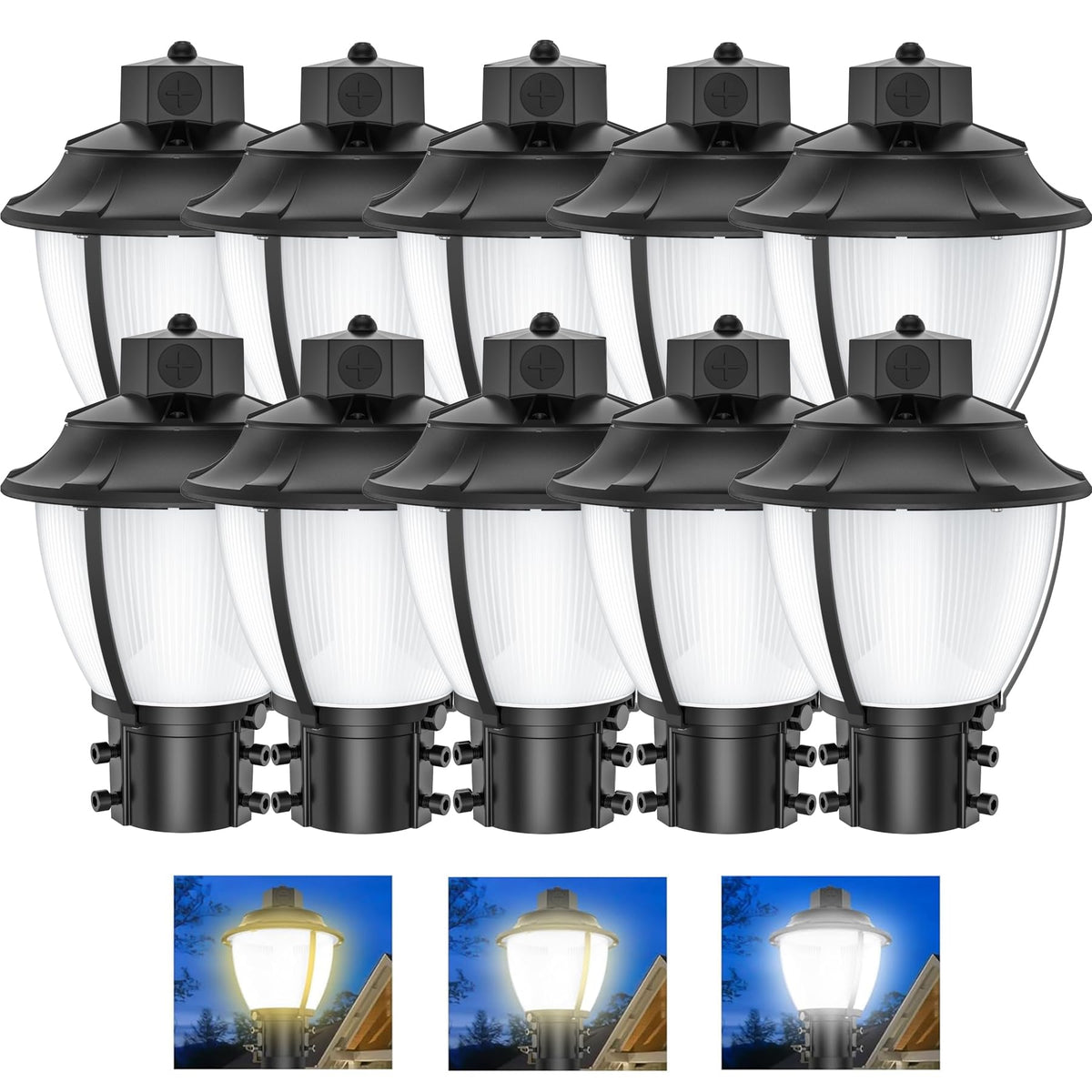 10Pack Post Top Light with Dusk to Dawn Photocell Outdoor 60W (8.66 Inch)