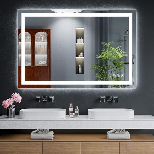 48"x32" LED Bathroom Mirror with Lights (Frontlit & Backlit / 32"L x 48"W)