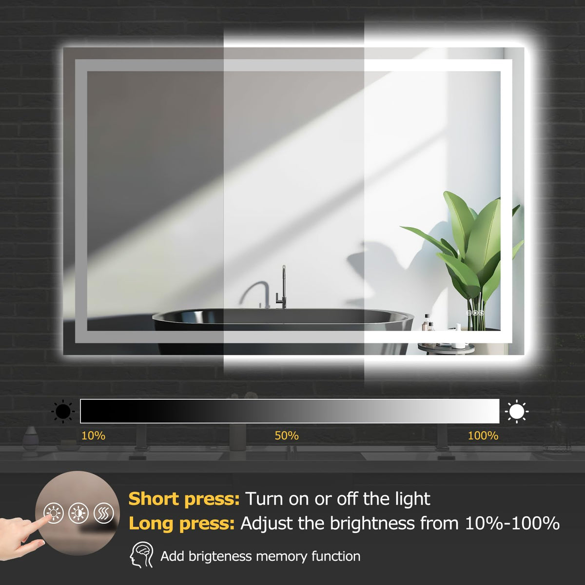 60"X40" LED Bathroom Mirror with Lights (Led Bathroom Mirror (3 Light Modes) / 60"L x 40"W)