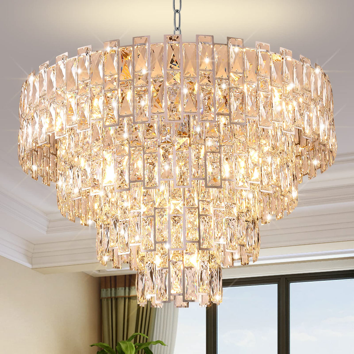 32" Luxury Crystal Chandelier for Dining Room (Silver-2(32"))