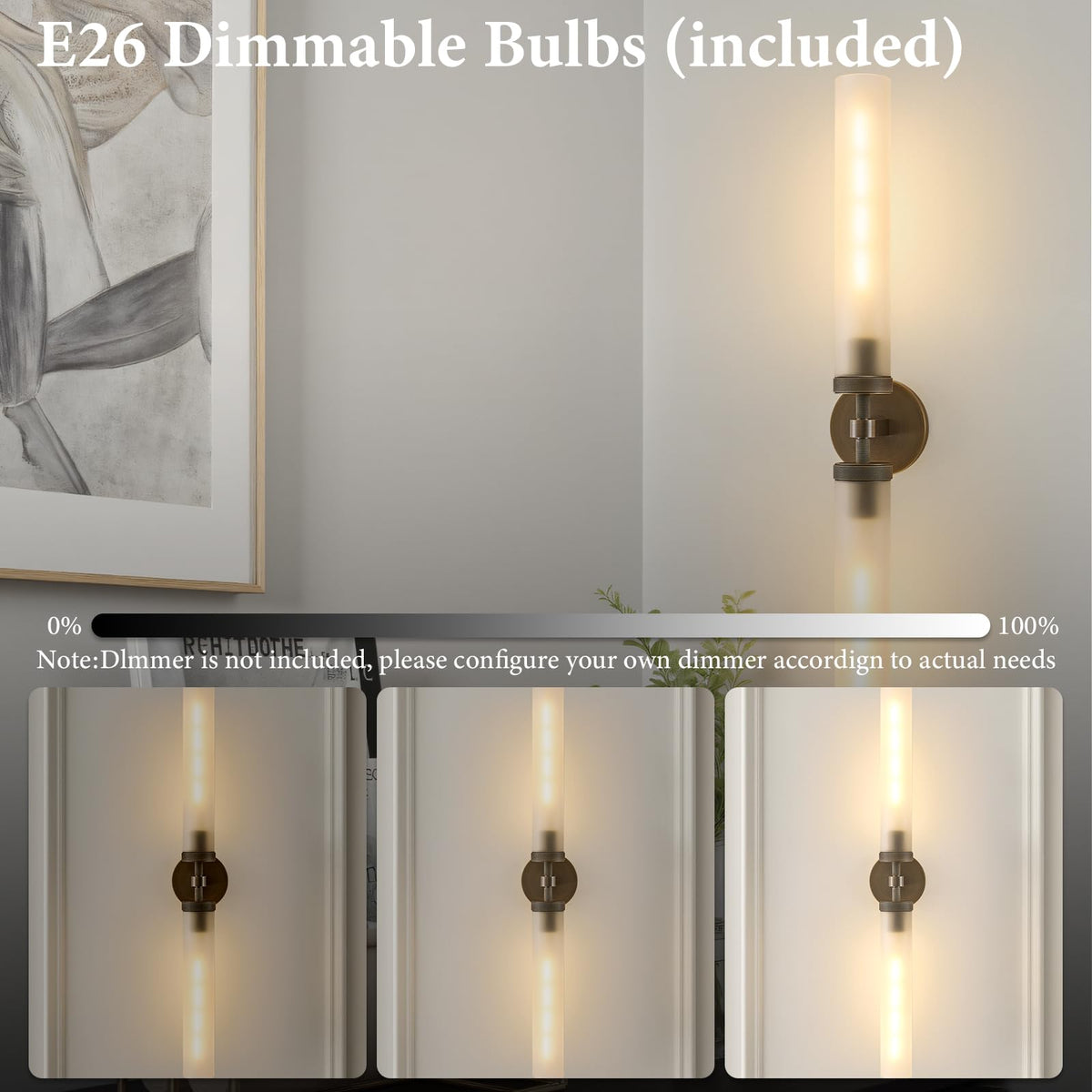 Antique Brass Bathroom Wall Sconce (Antique Brass-Frosted Glas / 2 Pack)