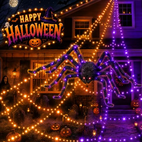 Halloween Decorations Outdoor Spider Web Lights