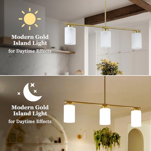 Kitchen Island Lighting Brushed Nickel & Black Dining Room Light Fixture with Milk