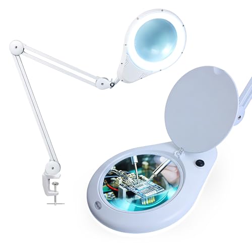 Elite XL HD Super LED Magnifying Lamp (White-3 / 7-inch Lens, Non-CCT with Clamp)