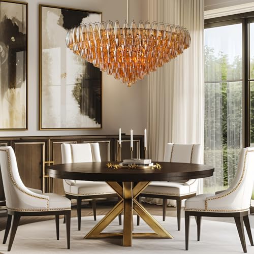 47 Inch Gold Amber Crystal Chandelier with 18 E12 Lights (Amber(H21"-D47"))