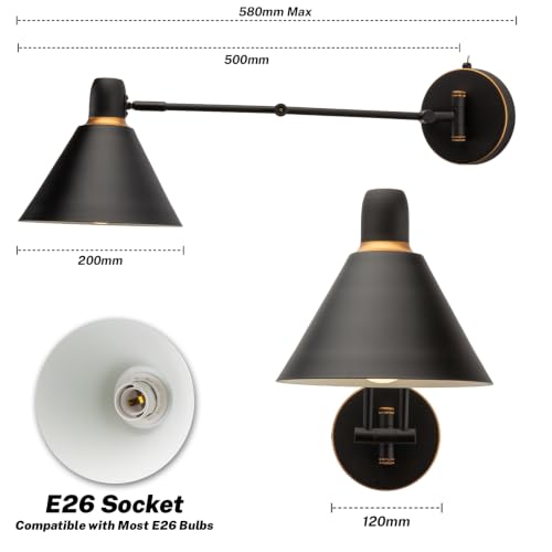 OSYNNIQ Wall Sconce Light with Adjustable Swing Arm for Bedside Reading (STYLE 3)
