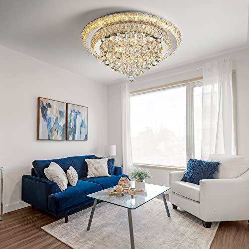 Elegant LED Crystal Raindrop Ceiling Light (Silver / 24 inches)