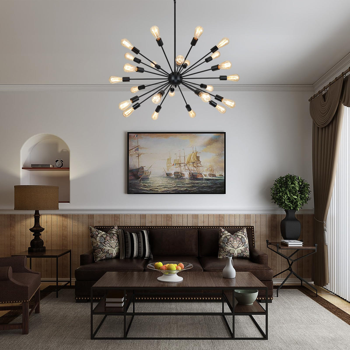 Large Black Chandelier (Black / 24 Lights)