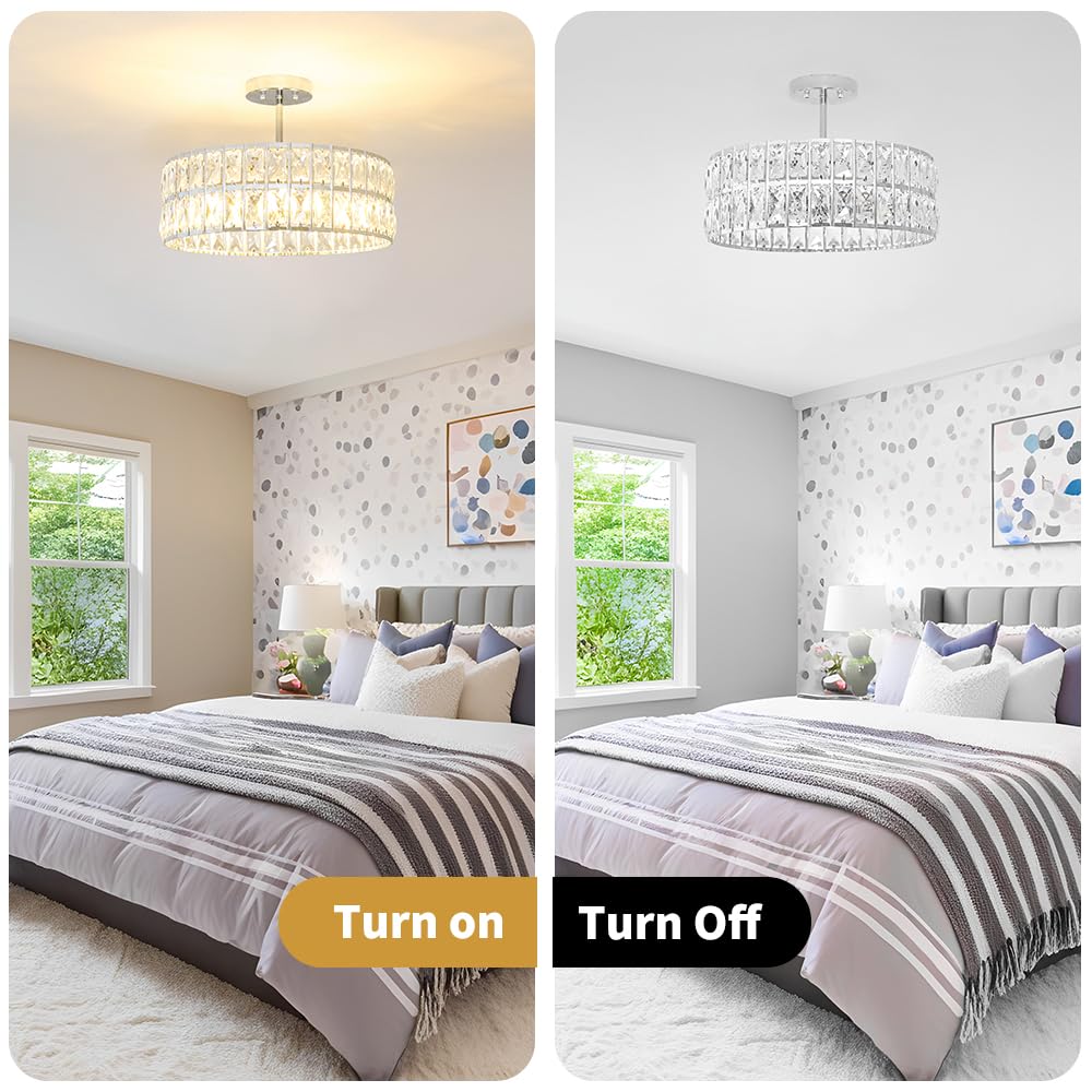 Crystal Ceiling Light Fixture (16in - 5 light - A / Chrome)