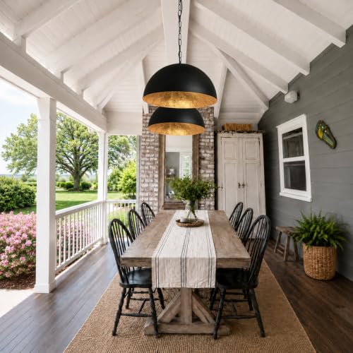 23 Inch Large Black+Gold Pendant Light (Black+Gold / 23" Dome)