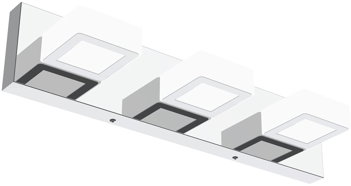 Dimmable LED Vanity Light Modern 3 Light Acrylic Stainless Steel for Bathroom Vanity Lighting Fixtures (Chrome-Dimmable / 20 inch)