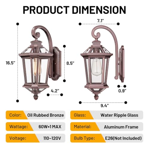 Outdoor Wall Lights Exterior Lighting Fixtures Front Porch Light (Oil-Rubbed Bronze / Medium)