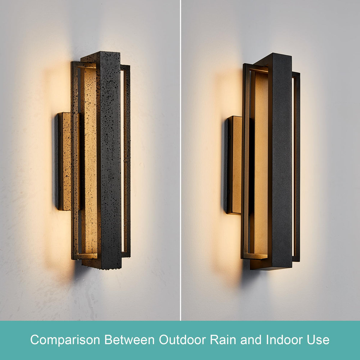 2 Pack Dimmable LED Wall Light (2Pack Small 15"H 16W Black)