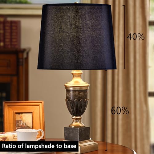 Black Lamp Shade Set of 1 (11"×13"×10"-1 Pc / Black Natural Faux Silk)