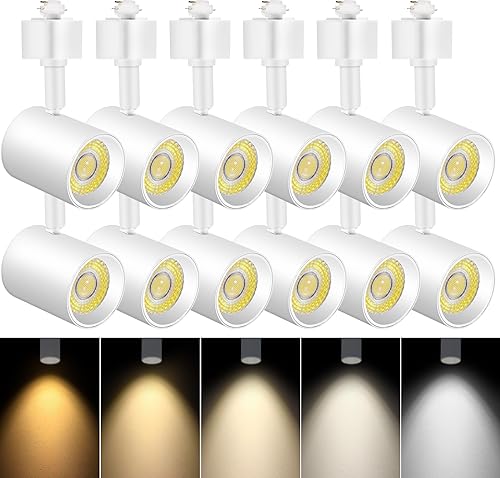 12 Pack 5 Color LED Track Lighting Heads H Type Track Light Heads Dimmable (White / 12 Pack)