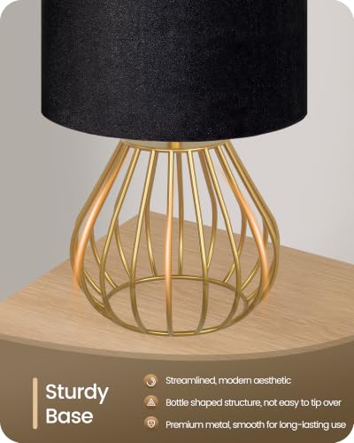 Black and Gold Table Lamp (Black Velvet + Gold)