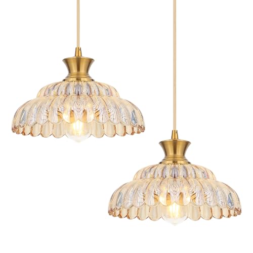 Amber Glass Pendant Lights (Amber / 11.8in/2PC)