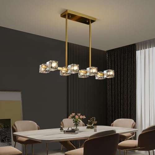 Linear Crystal Dining Room Chandelier (8 lights Gold)