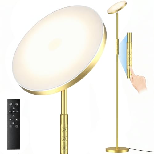 Floor Lamp Upgraded 40W 4000LM Super Bright Torchiere LED Floor Lamps for Living Room (40W Brushed Gold)