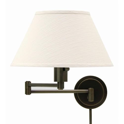 WS14-91 Home/Office Collection Swing-Arm Wall Lamp, Oil Rubbed Bronze with Off-White Linen Hardback Shade (Oil-Rubbed Bronze)