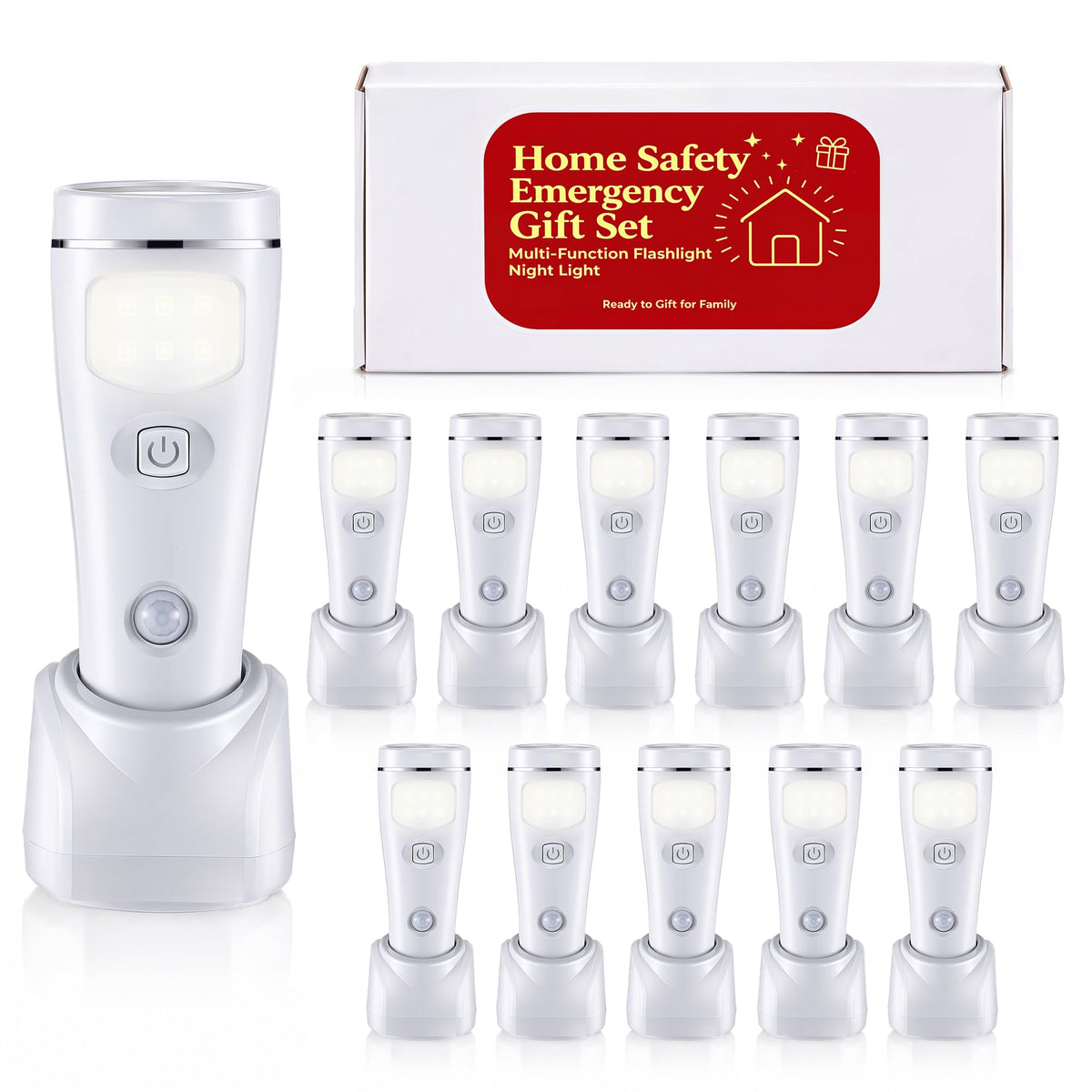 12 Pack 4 in 1 LED Emergency Lights for Home Power Failure (White)