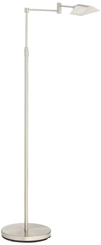 Zema Nickel Swing Arm Modern LED Pharmacy 49.5" Tall Floor Lamps Set of 2