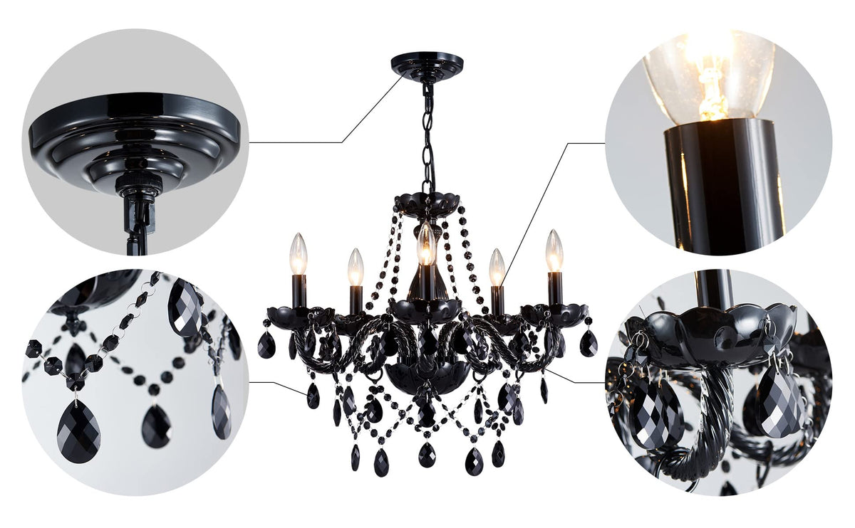 Saint Mossi Modern K9 Crystal Chandelier (Black Crystal / W19" 1 Tier)