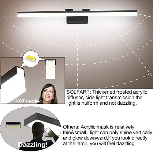 Modern Bathroom Light Fixtures 39.3Inch Modern LED Vanity Lights Above Mirror Fixture Acrylic Black Light Strip (Matte Black / 40-inch)