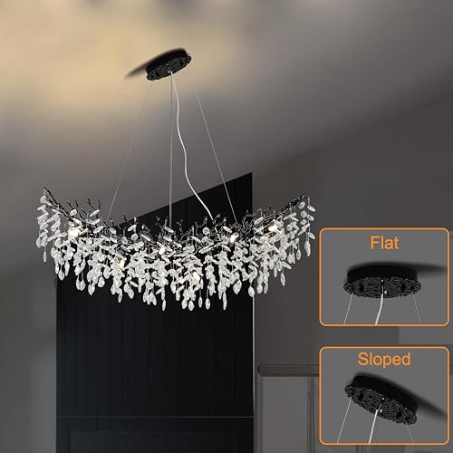 Modern Crystal Tree Branches Chandelier (Black / Arc 40")