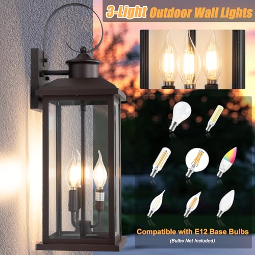 24 Inch 3 Light Bronze Outdoor Wall Light Oil (Bronze / No Sensor)