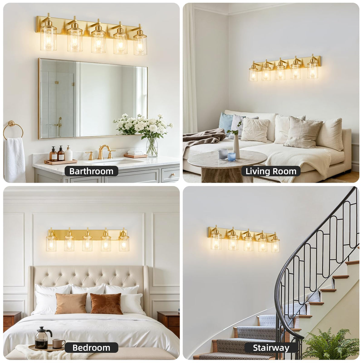 5 Light Modern Brushed Gold Bathroom Light Fixtures Over Mirror (Brushed Gold / 5-Light)