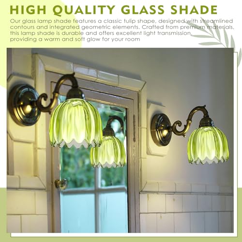 4 Pcs Glass Tulip Lamp Shade (Green)