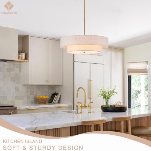 Modern Linen Drum Chandelier
