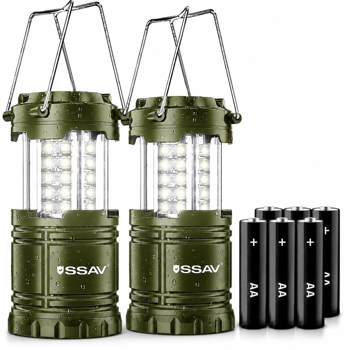 2 Pack Olive Green LED Lanterns (2 Pack Olive Green)
