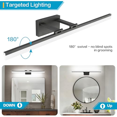 Dimmable Matt Black Bathroom Vanity Light Light Fixtures for Bath 39.4 Inch 5 Color Temperature LED Light Above Mirror Bathroom Vanity Lights Over Mirror 5CCT (Matte Black- 5CCT&Dimmable / 40-inch)