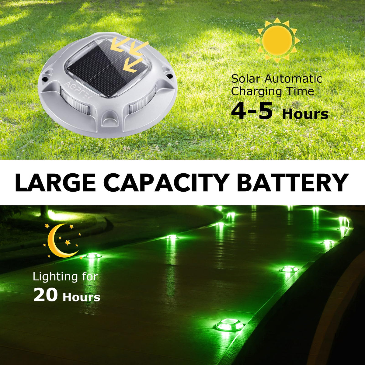 Solar Driveway Light Outdoor 1 Pack (Green Light & Red Light / 1 Pack)