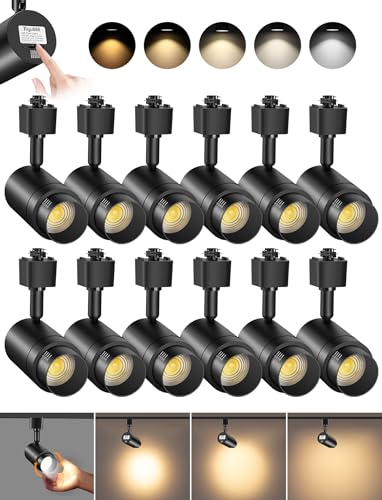 5 Color Zoomable H Track Lighting Heads Dimmable 12W 12 Pack Black (Black / 12 Pack)