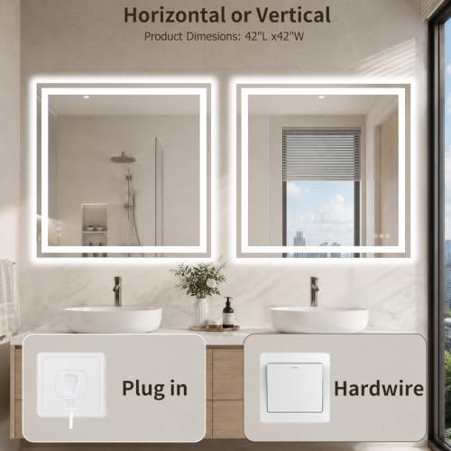 42"x42" LED Bathroom Mirror with Lights (42"L x 42"W)