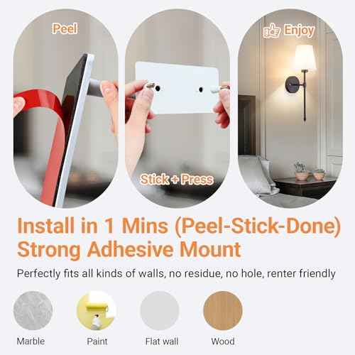 Peel and Stick Wall Sconces (Black / 19.68inch)