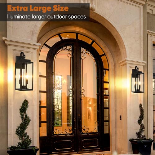 2 Pack 17.5" Upgraded Motion Sensor Outdoor Wall Lights (Matte Black / 17.5")