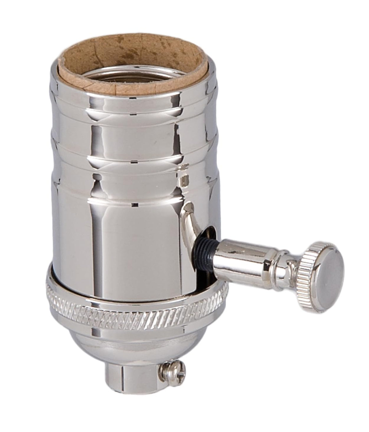 Edison Size Full Dimmer Turned Socket in Nickel Finish (Nickel Plated Brass)