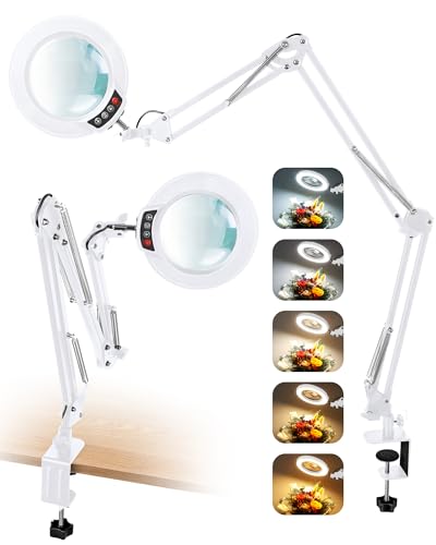 12X Magnifying Glass with Light and Clamp (White / 12X 36inch Clamp)