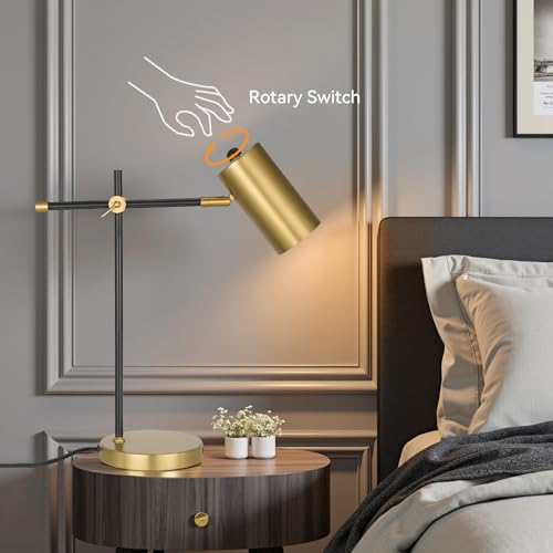 Modern Black and Gold Desk Lamp with Type C Charging Port (Black & Gold)