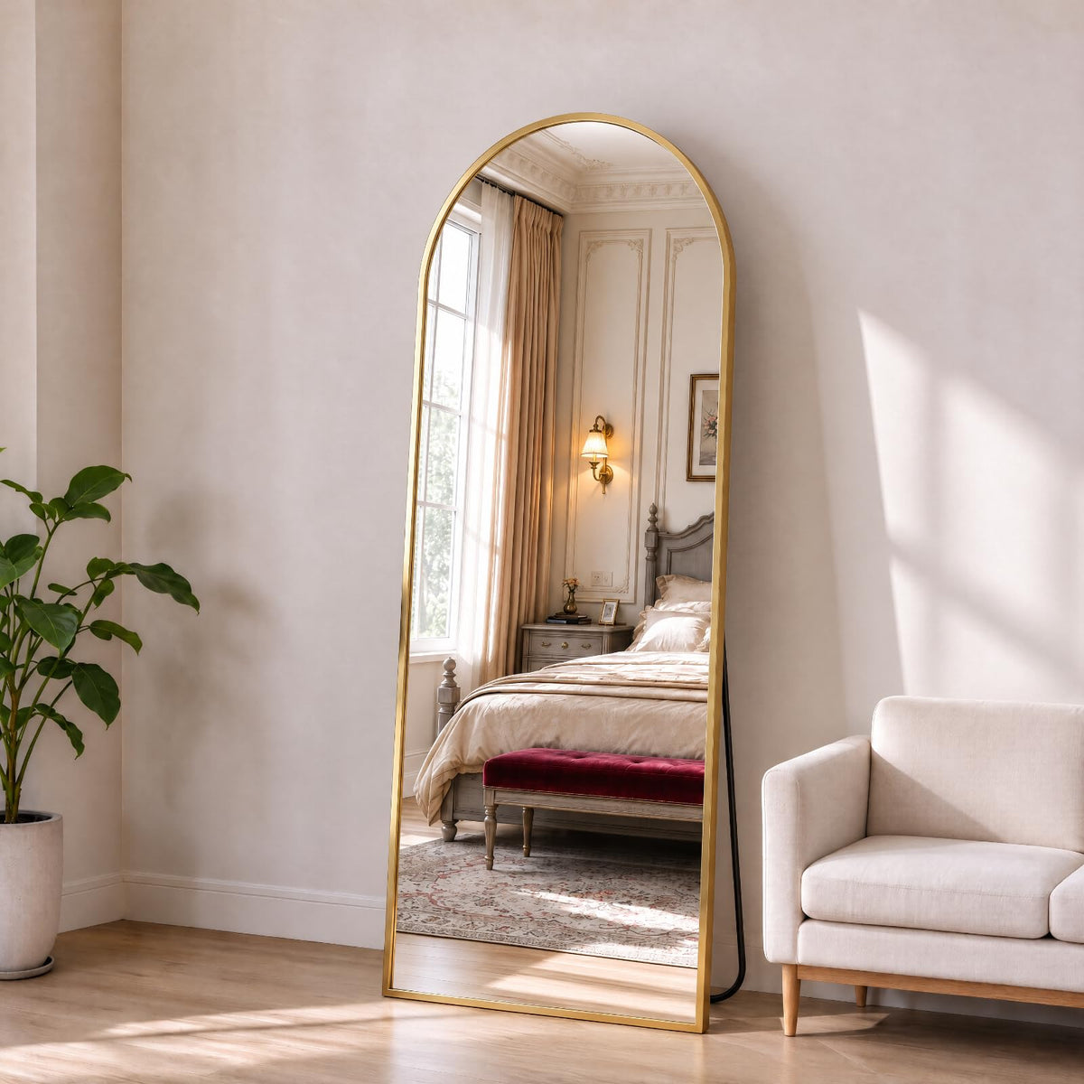 15"x56" Arched Full Length Floor Mirror (Gold-arched / 56"L x 15"W)